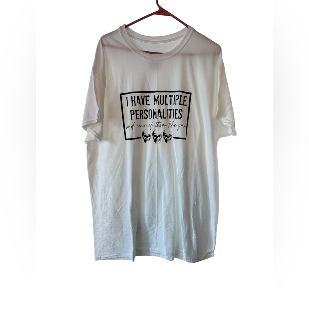 Hanes White Short Sleeve Graphic Tee - "I Have Multiple Personalities"
